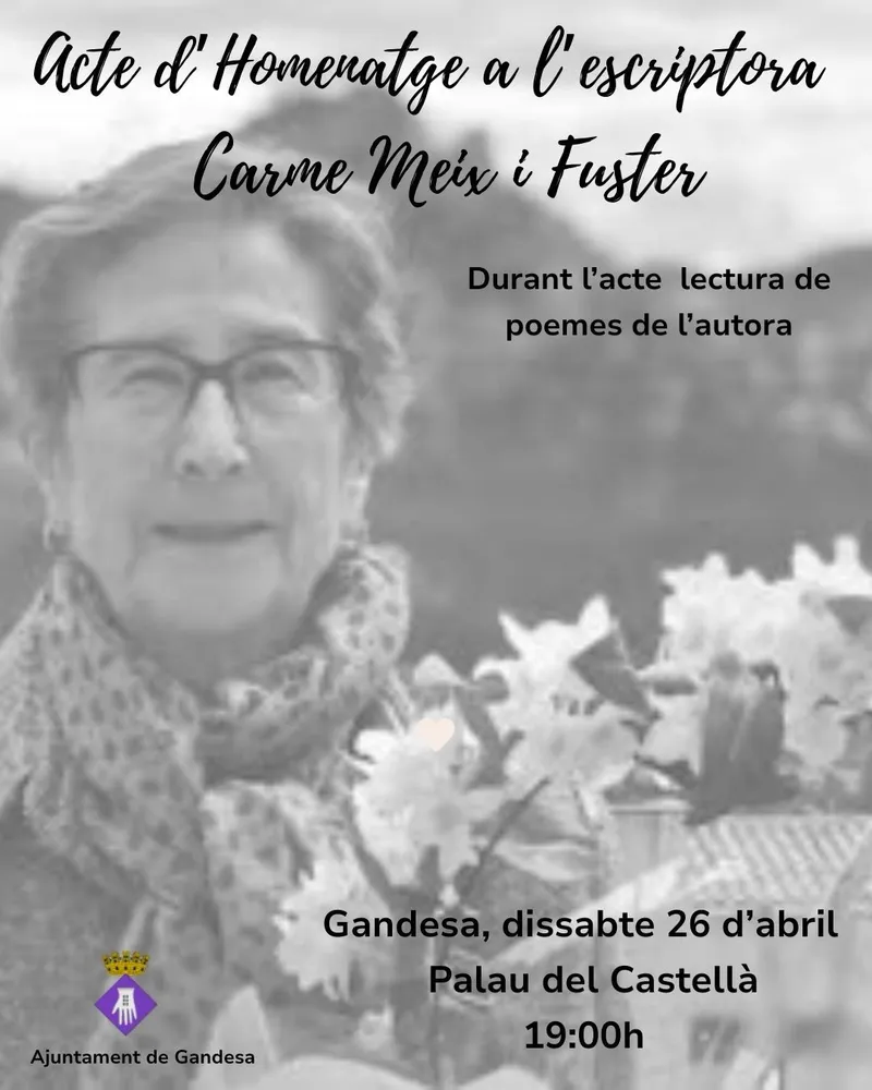 Cartell: Acte d'Homenatge a l'escriptora Carme Meix i Fuster