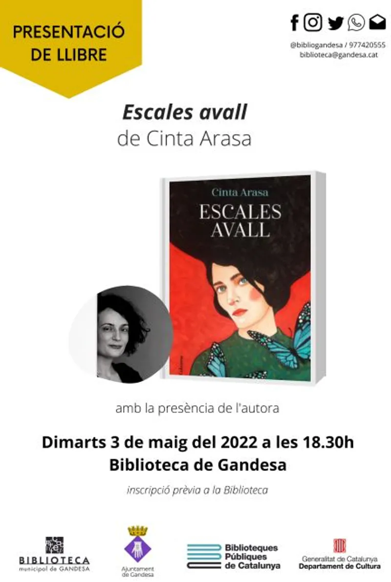 Cartell: Presentació del llibre "ESCALES AVALL" de Cinta Arasa
