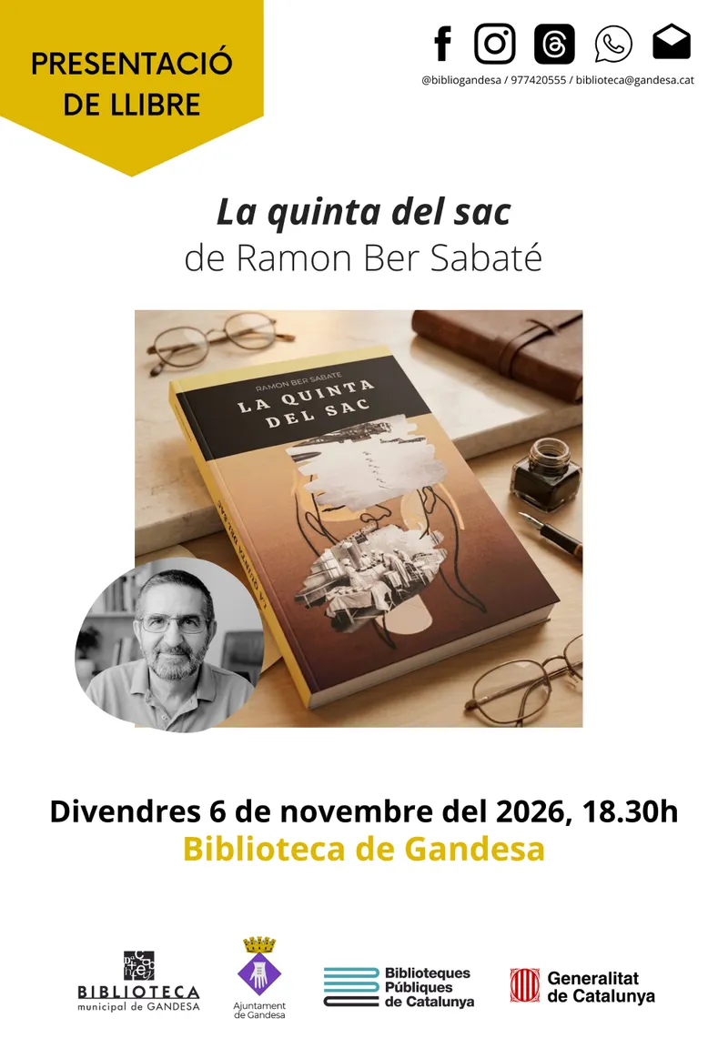 Cartell: Presentació del llibre: La quinta del sac de Ramon Ber Sabaté
