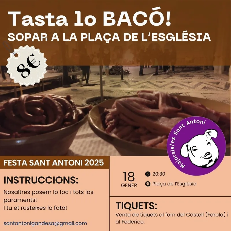 Cartell: Sant Antoni 2025 - Tasta lo Bacó!