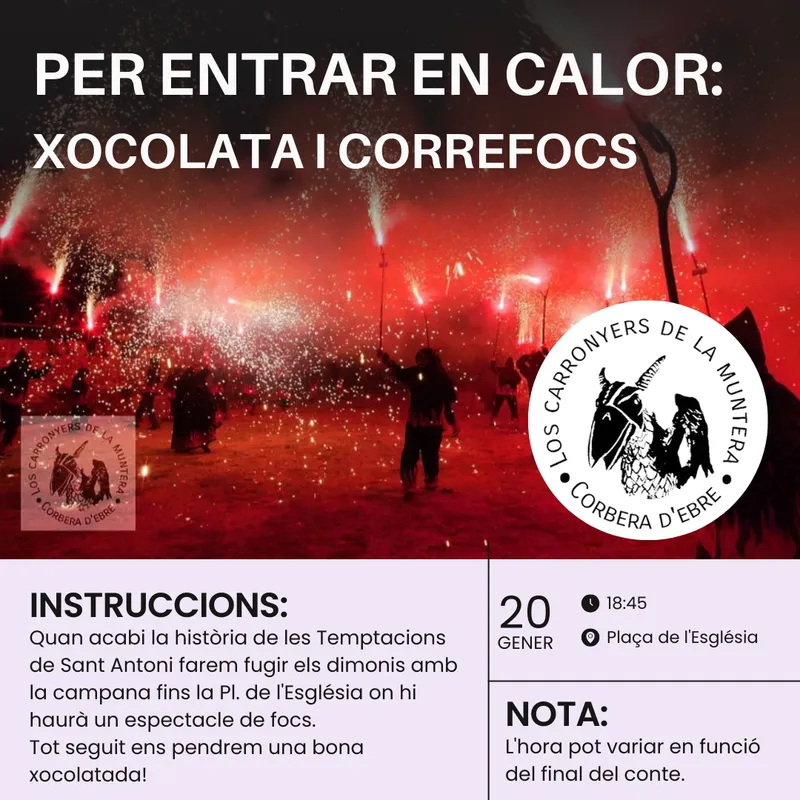 Cartell: Sant Antoni 2024 - Correfocs i xocolatada