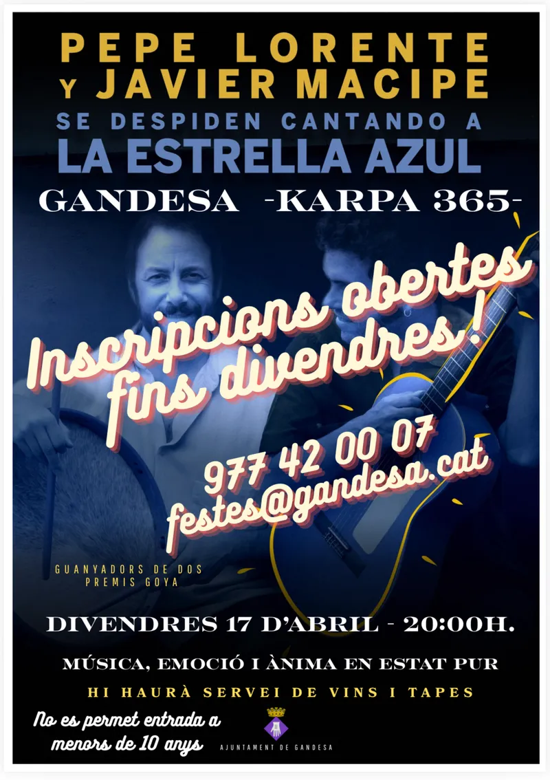 Cartell: Gandesa acull La Estrella Azul en el tram final de la gira, amb segell Goya i arrels al territori
