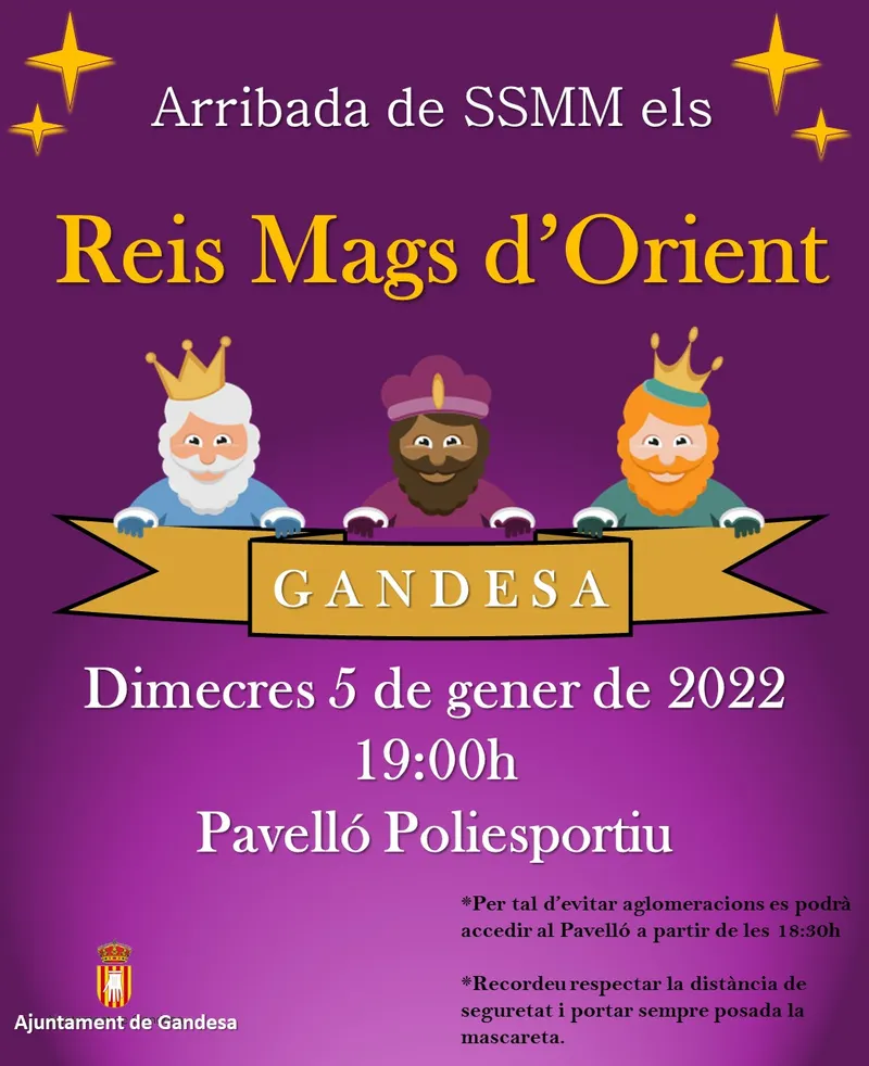 Cartell: Nadal 2021 - Arribada de SSMM els Reis Mags d'Orient