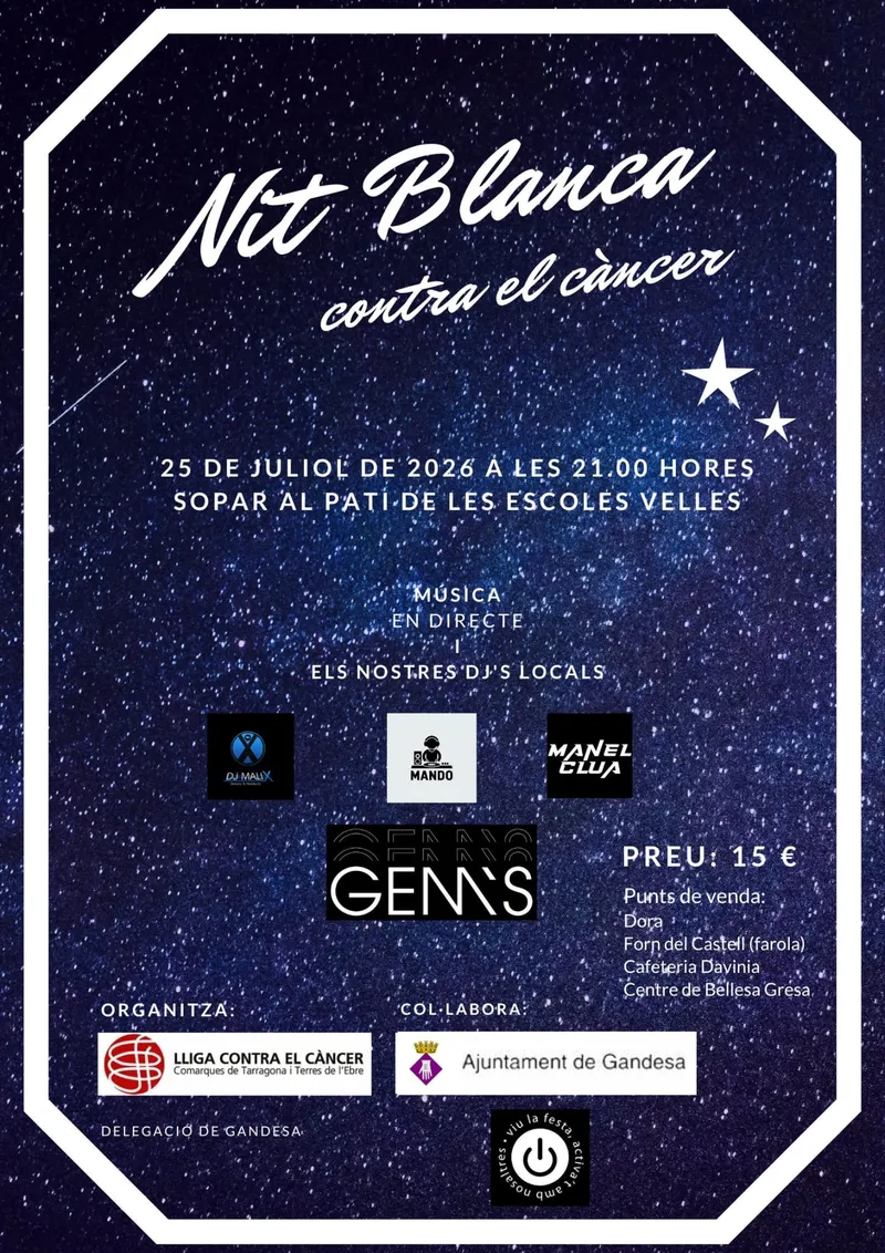 Cartell: NIT BLANCA CONTRA EL CÀNCER