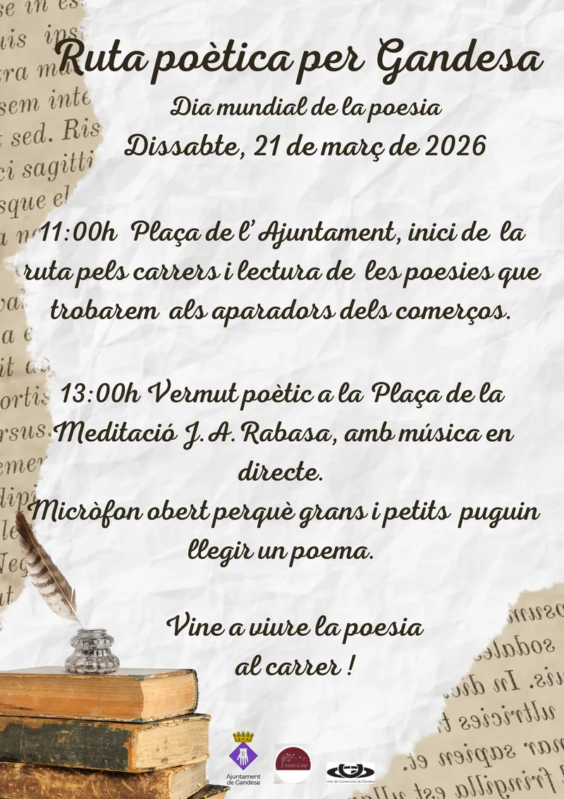 Cartell: Aparadors amb versos: Ruta poètica per Gandesa
