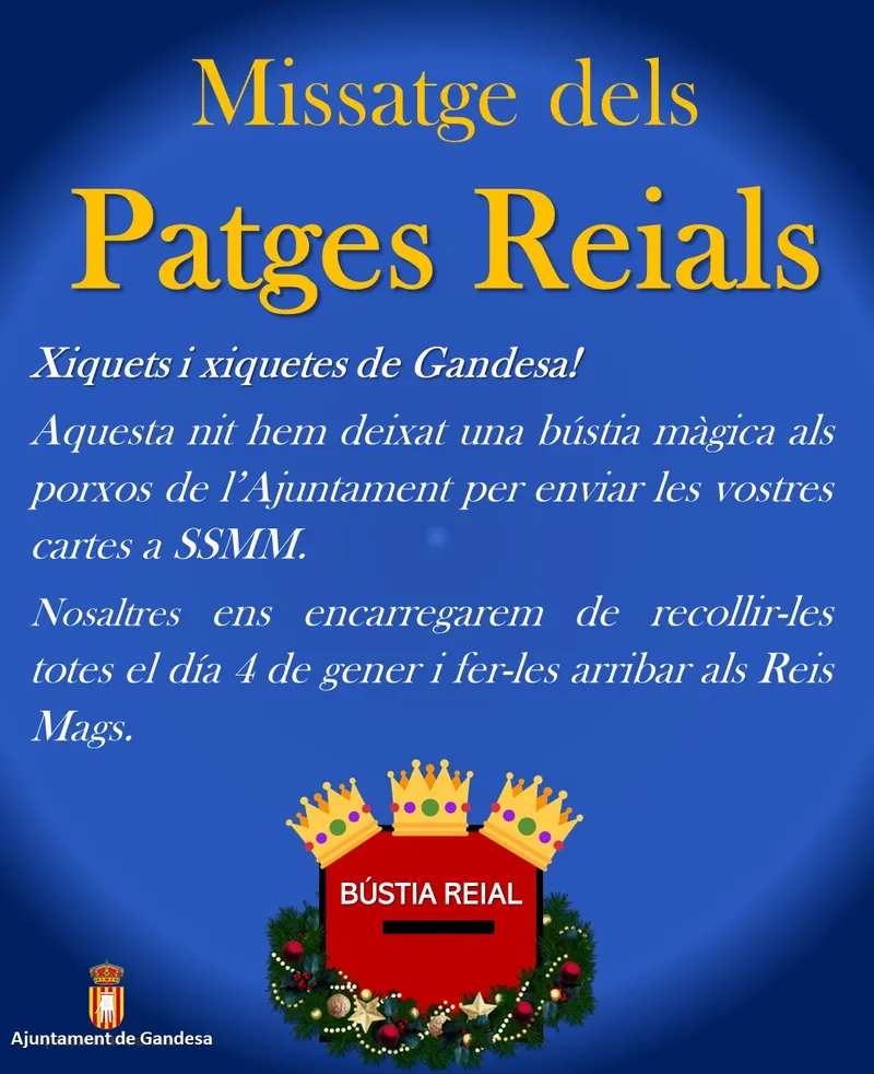 Cartell: Nadal 2021 - Missatge dels Patges Reials