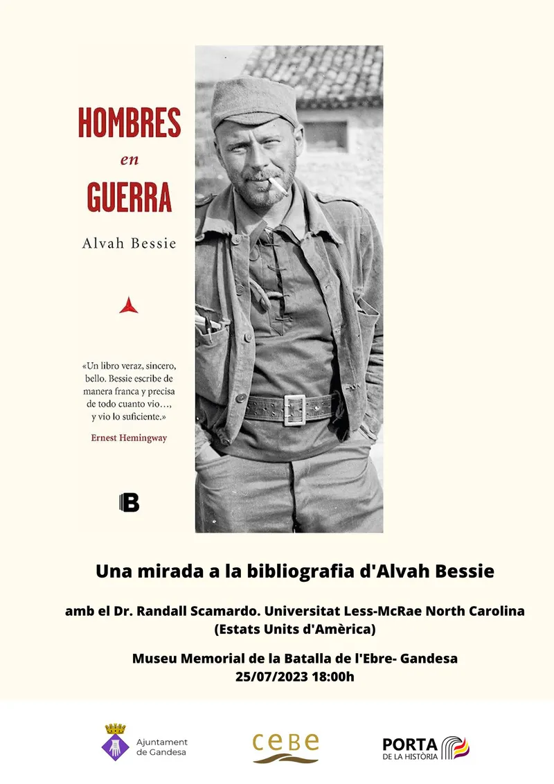 Cartell: CEBE - Xerrada - col·loqui sobre Alvah Bessie i la seva bibliografia