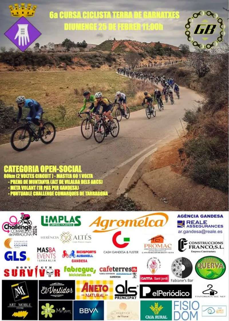 Cartell: 6a CURSA CICLISTA TERRA DE GARNATXES