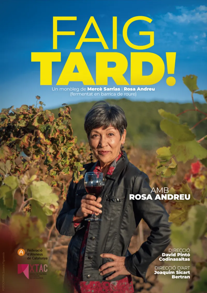 Cartell: Obra "Faig tard", amb Rosa Andreu.