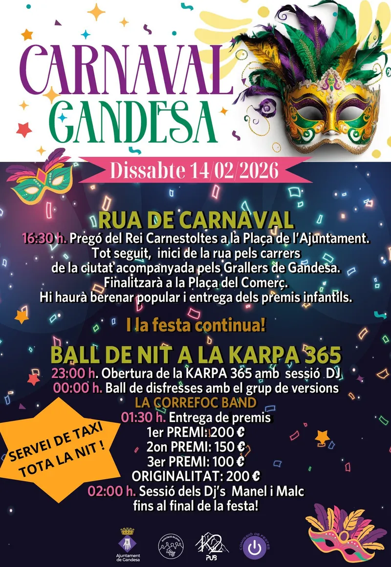 Cartell: CARNAVAL 2026 A GANDESA!