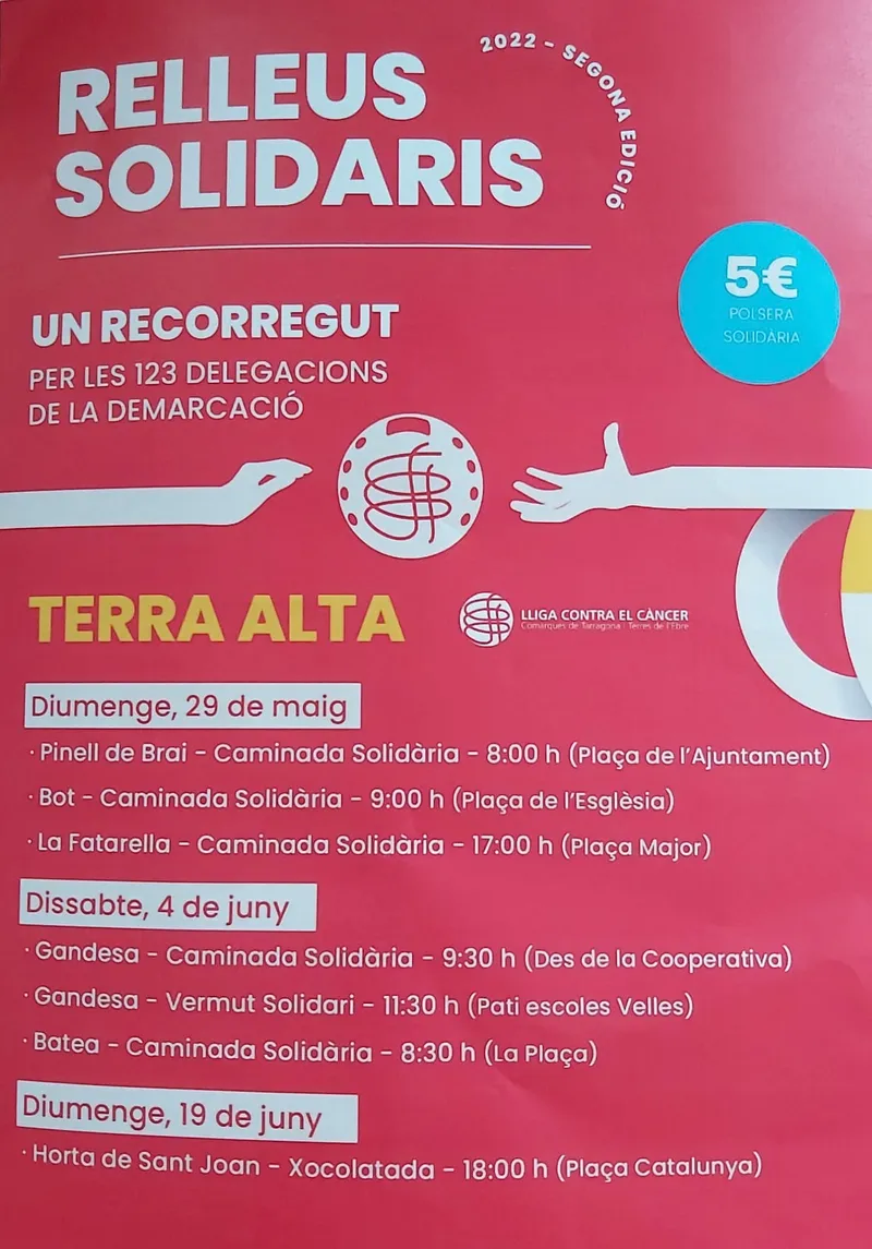 Cartell: Lliga Contra el Càncer - RELLEUS SOLIDÀRIS (Gandesa)