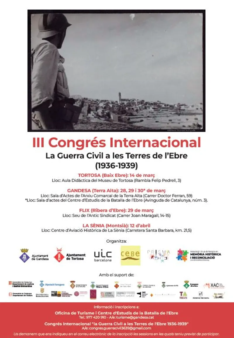 Cartell: III CONGRÉS INTERNACIONAL LA GUERRA CIVIL A LES TERRES DE L'EBRE (1936-1939)