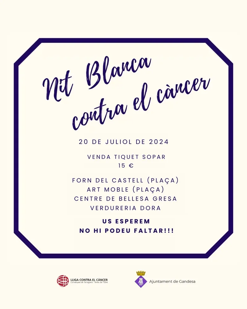 Cartell: Activa't 2024 - NIT BLANCA CONTRA EL CÀNCER