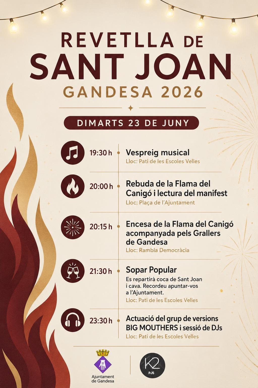 🎉🔥 REVETLLA DE SANT JOAN 2026 A GANDESA 🔥🎉