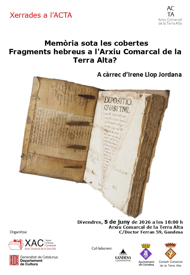 Xerrada a l’ACTA – Memòria sota les cobertes “Fragments hebreus a l’Arxiu Comarcal de la Terra Alta?”